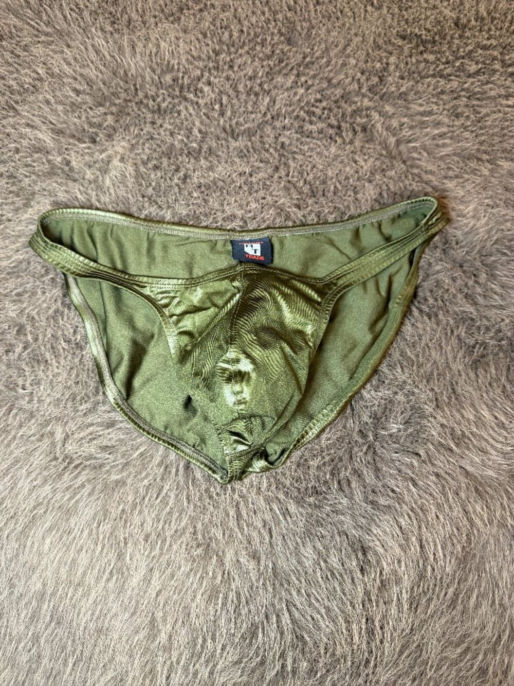 Rough Trade Gear Men’s Olive Green Shiny Swim Bikini Brief XL